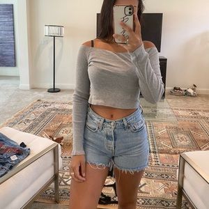Gray ribbed brandy melville top